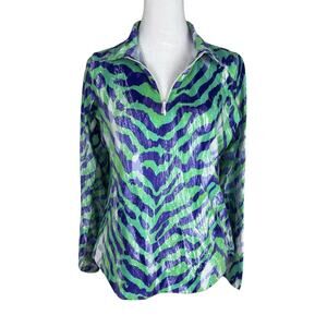 Ibkul Golf Tennis Shirt 1/4 Zip Performance Shirt UPF 50+ Long Sleeve Size Small